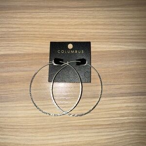 Silver Hammered Hoops